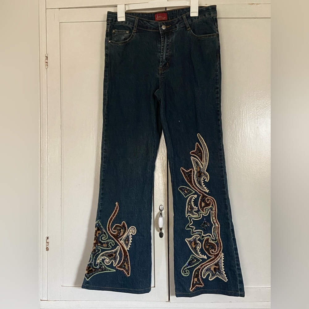 Azita beaded Design Bootleg Jeans